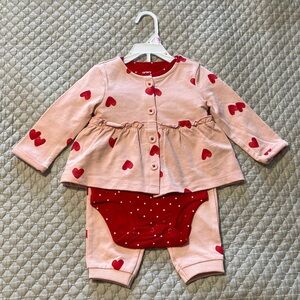 Carter's Pink and Red Heart Baby Set